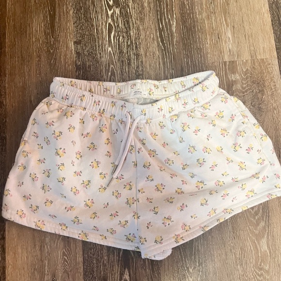 Ardene Pants - Ardene Pink & Yellow Floral Drawstring Shorts